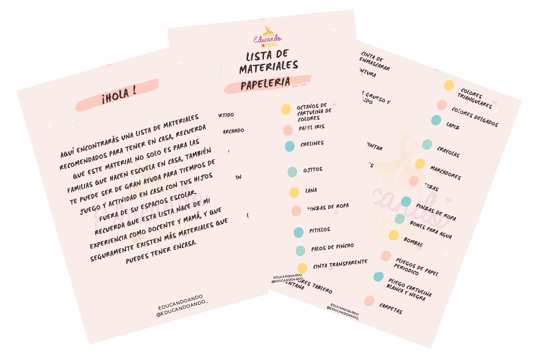 check list de materiales Educandoando